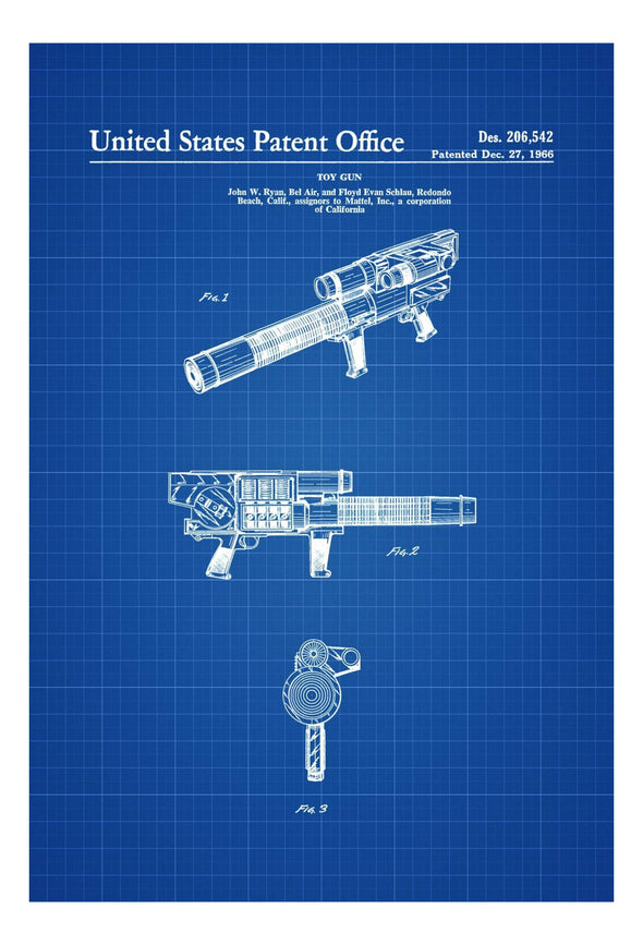 Sci Fi Toy Gun Patent Print 1966 - Retro Toys, Vintage Toys, Mattel Toy, Toy Gun , 1966 Toy, Toy Weapon, Toy Gun Print, Laser Gun Toy Art Prints mypatentprints 5X7 Blueprint 
