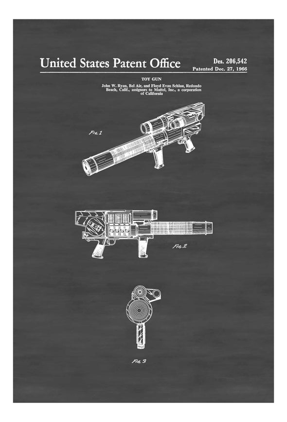Sci Fi Toy Gun Patent Print 1966 - Retro Toys, Vintage Toys, Mattel Toy, Toy Gun , 1966 Toy, Toy Weapon, Toy Gun Print, Laser Gun Toy Art Prints mypatentprints 