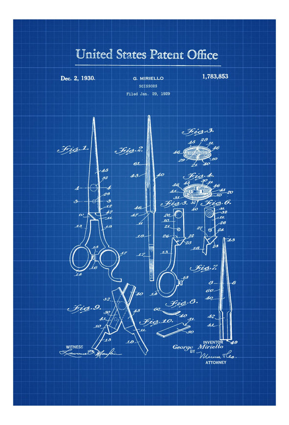 Scissors Patent - Patent Print, Wall Decor, Salon Decor, Barber Decor, Beauty Art mws_apo_generated mypatentprints Blueprint #MWS Options 1563272547 