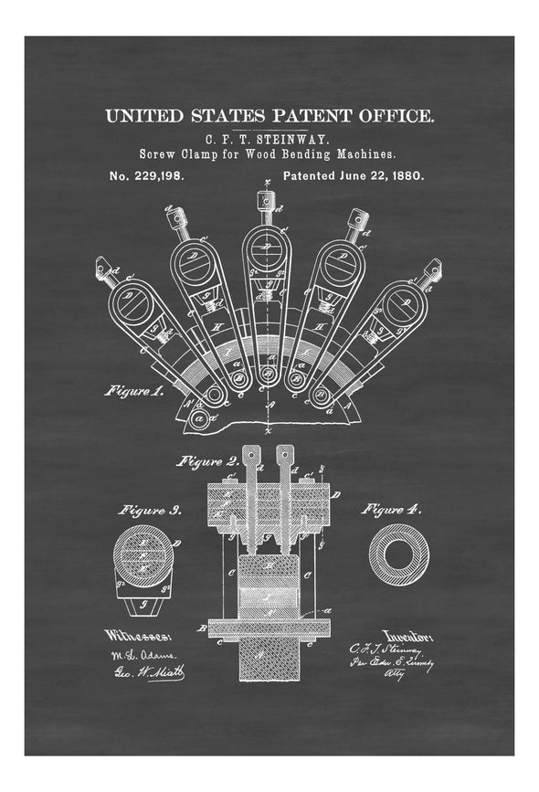 Screw Clamp for Wood Patent Print - Workshop Decor, Woodworking, Vintage Tools, Wood Clamp, Tool Poster, Carpenter Gift, Steinway Patent mws_apo_generated mypatentprints Parchment #MWS Options 489466606 