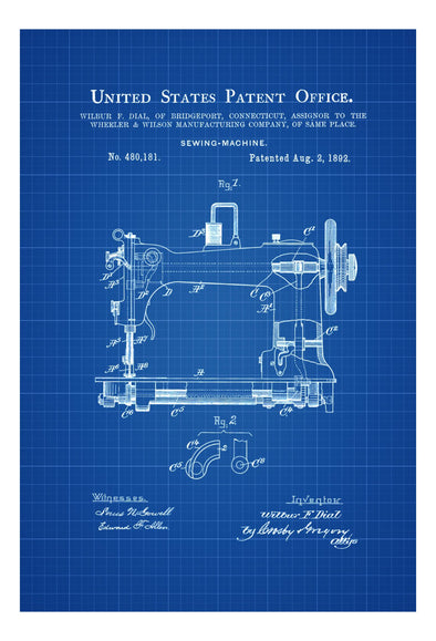 Sewing Machine Patent - Sewing Room Decor, Craft Room Decor, Tailor Decor, Vintage Sewing Machine, Sewing Machine Blueprint