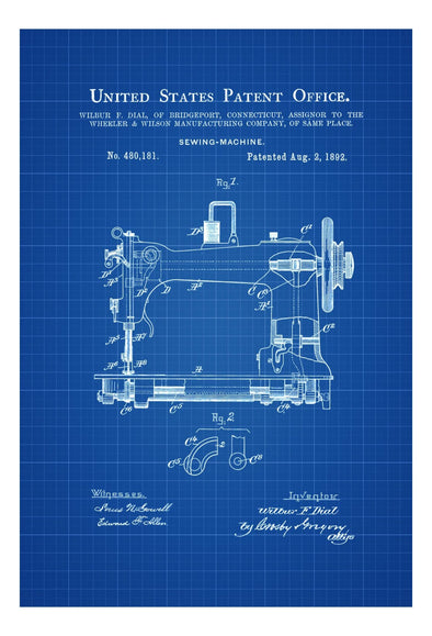 Sewing Machine Patent - Sewing Room Decor, Craft Room Decor, Tailor Decor, Vintage Sewing Machine, Sewing Machine Blueprint mws_apo_generated mypatentprints Blueprint #MWS Options 1515825705 