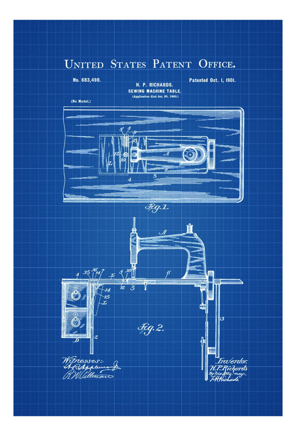 Sewing Machine Table Patent - Sewing Room Decor, Craft Room Decor, Tailor Decor, Vintage Sewing Machine, Sewing Machine Blueprint mws_apo_generated mypatentprints Parchment #MWS Options 1352967525 