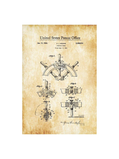 Ship Steering Wheel Patent 1944 - Vintage Nautical, Naval Art, Ship Wheel, Sailing Decor, Nautical Decor, Beach House Decor, Boating Decor mws_apo_generated mypatentprints Blueprint #MWS Options 1533585962 