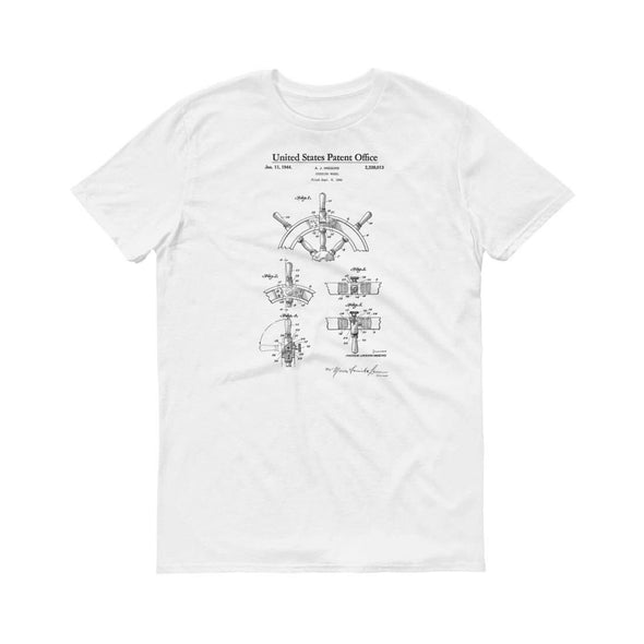 Ship Steering Wheel Patent T-Shirt - Vintage Naval Art, Sailor Gift, Navy Gift, Ship T-Shirt, Ship Patent, Sailing Shirt, Ship Help T-Shirt Shirts mypatentprints 