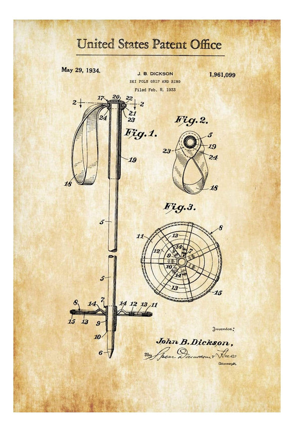 Ski Pole Patent - Patent Print, Wall Decor, Ski Lodge Decor, Ski Decor, Cabin Decor mws_apo_generated mypatentprints Parchment #MWS Options 1076077910 