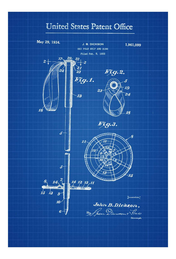 Ski Pole Patent - Patent Print, Wall Decor, Ski Lodge Decor, Ski Decor, Cabin Decor