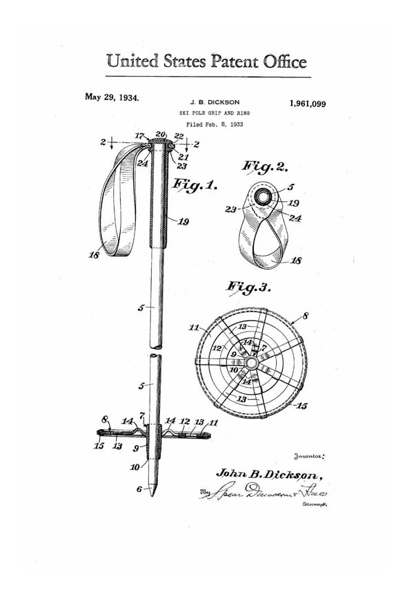 Ski Pole Patent - Patent Print, Wall Decor, Ski Lodge Decor, Ski Decor, Cabin Decor