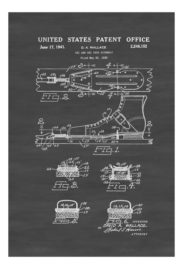 Ski Shoe Patent - Patent Print, Wall Decor, Ski Lodge Decor, Ski Decor, Cabin Decor, Ski Patent, Ski Boots