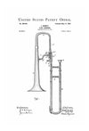 Slide Trombone Patent - Patent Print, Wall Decor, Music Poster, Music Art, Brass Instrument, Brass Instrument Patent, Jazz Art