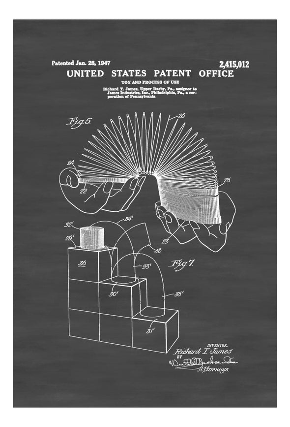 Slinky Patent - Patent Print, Wall Decor, Toy Patent, Toy Decor, Kid Room Decor mws_apo_generated mypatentprints Parchment #MWS Options 1223992667 