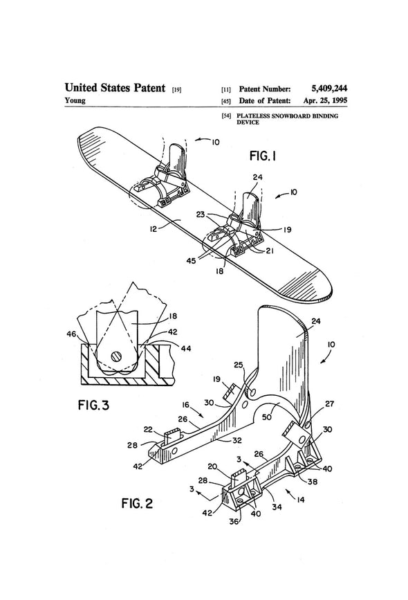 Snowboard Patent - Patent Print, Wall Decor, Ski Lodge Decor, Ski Decor, Cabin Decor, Snowboarder Gift, Snowboarding