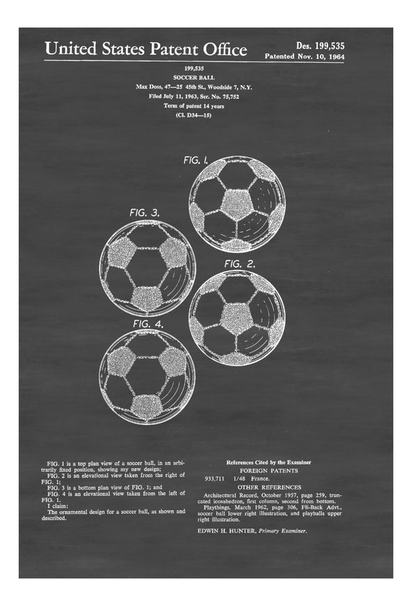 Soccer Ball Patent - Patent Print, Wall Decor, Soccer Art, Sports Art, Soccer Fan Gift mws_apo_generated mypatentprints Blueprint #MWS Options 3716982061 
