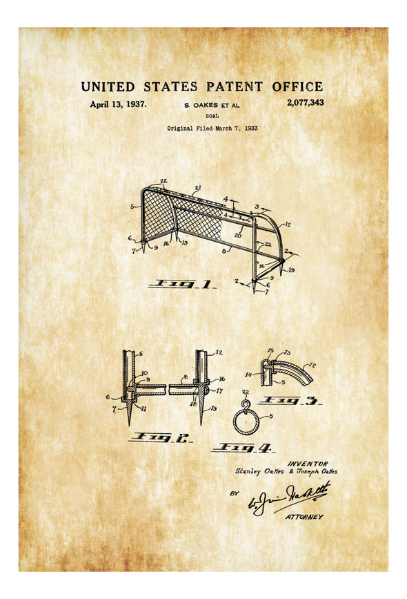 Soccer Goal Patent - Patent Print, Wall Decor, Soccer Art, Sports Art, Soccer Fan Gift, Soccer Decor