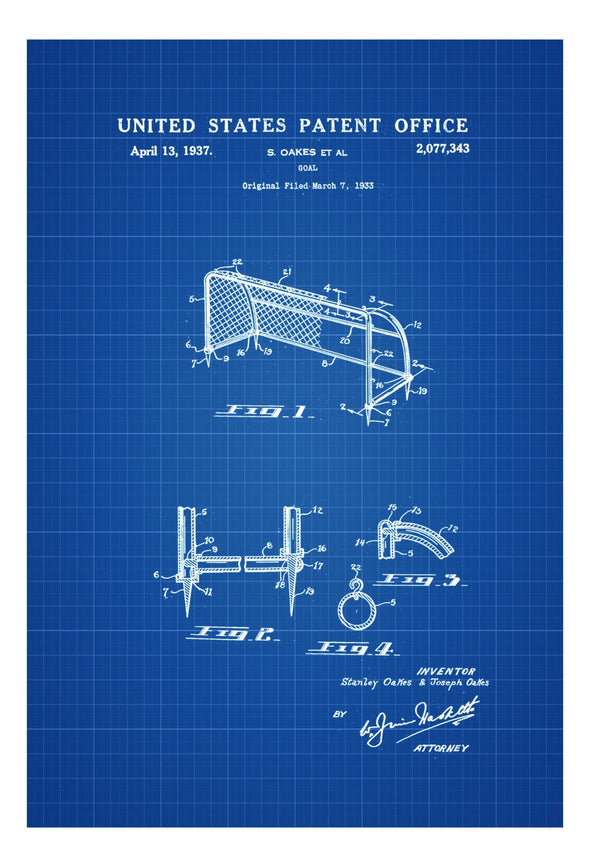 Soccer Goal Patent - Patent Print, Wall Decor, Soccer Art, Sports Art, Soccer Fan Gift, Soccer Decor