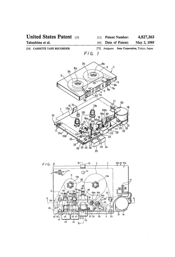 Sony Walkman Patent - Patent Print, Wall Decor,  Audio Cassette Player, Patent, Studio Decor, Music Buff, Vintage Walkman, Music Room Decor