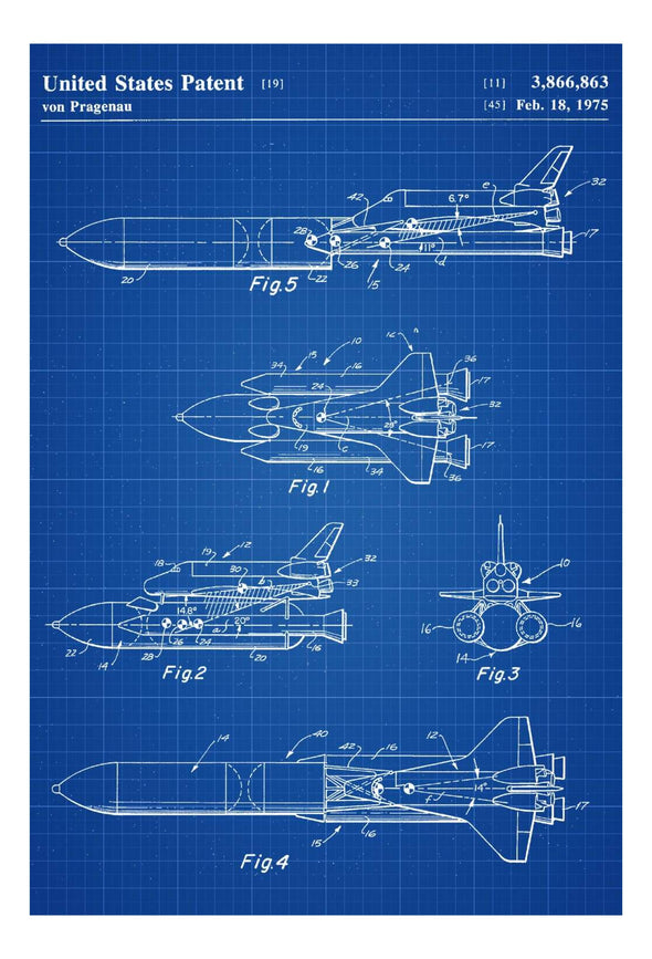Space Shuttle Patent - Space Art, Aviation Art, Blueprint, Pilot Gift, Aircraft Decor, Space Poster, Space Program, Diagram, Shuttle