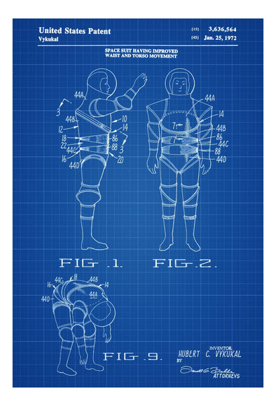 Space Suit Patent - Space Art, Aviation Art, Blueprint, Pilot Gift, Aircraft Decor, Space Poster, Space Program, Diagrams, Astronaut