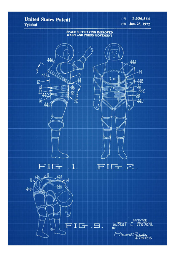 Space Suit Patent - Space Art, Aviation Art, Blueprint, Pilot Gift, Aircraft Decor, Space Poster, Space Program, Diagrams, Astronaut