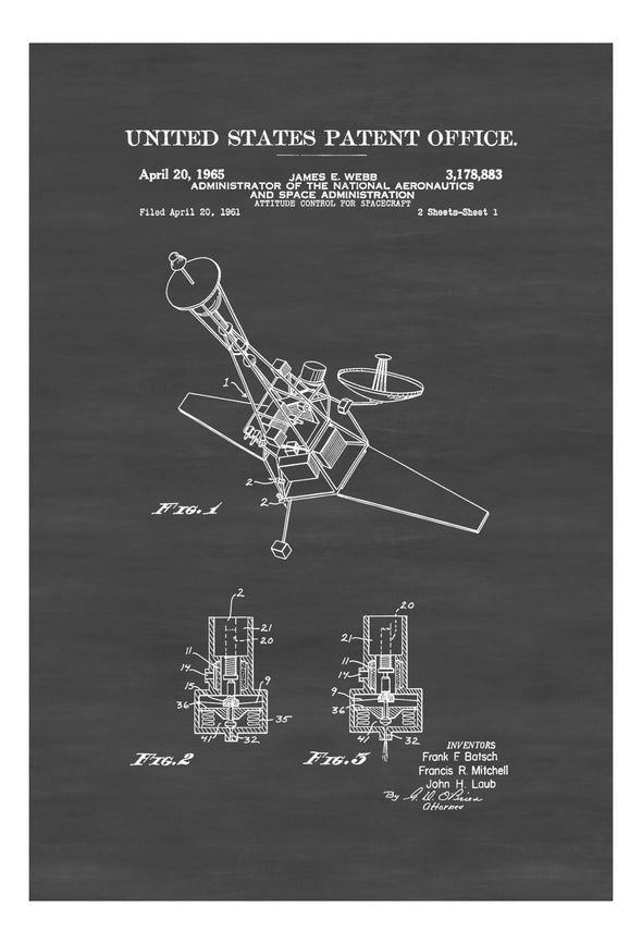 Spacecraft Attitude Control Patent Print - Space Art, Space Poster, Space Program, Rockets, Satellite Decor, Aviation Art, NASA Blueprint Art Prints mypatentprints 