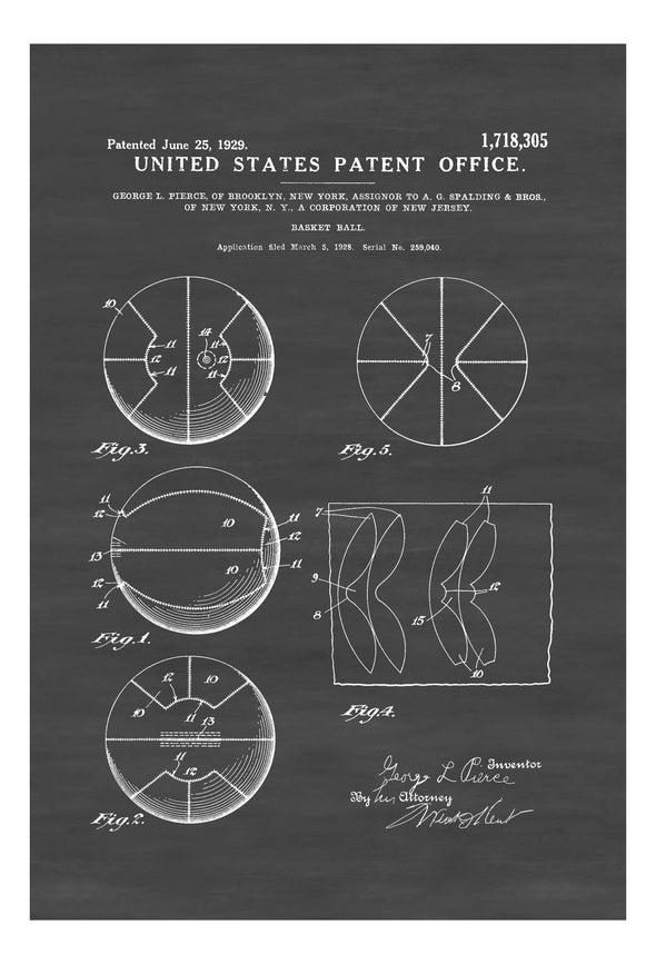 Spalding Basket Ball Patent 1929 - Patent Print, Wall Decor, Basketball Art, Basketball Poster, Basketball Patent, Sports Patent, Sports Art mws_apo_generated mypatentprints Parchment #MWS Options 1612752239 