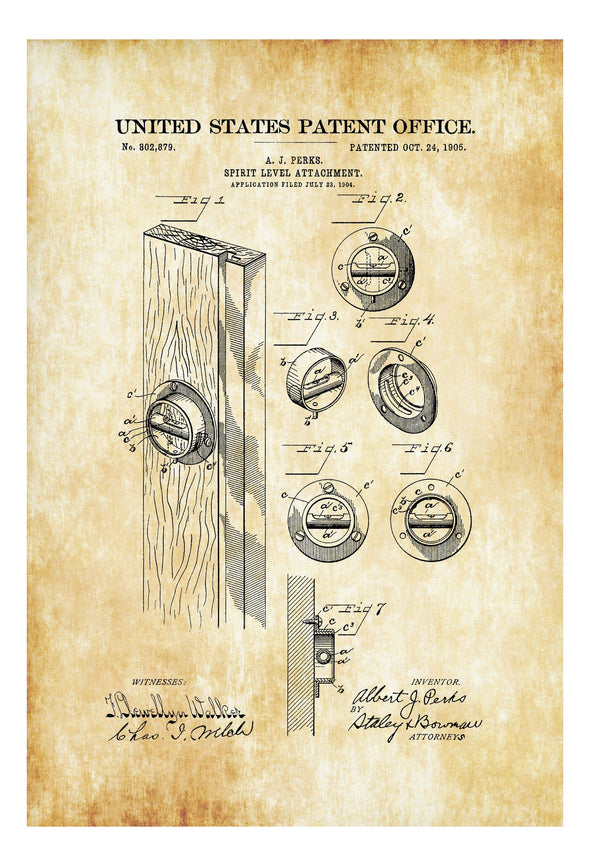 Spirit Level Patent 1940 - Workshop Decor, Carpenter Gift, Patent Print, Vintage Tools, Garage Decor, Tool Poster, Tool Art Art Prints mypatentprints 10X15 Parchment 