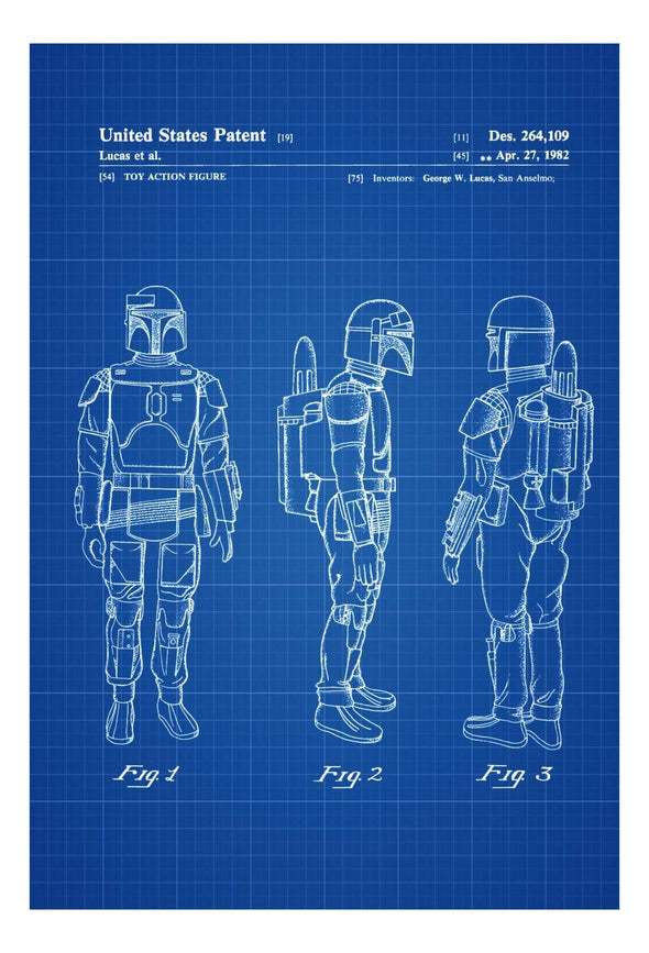 Star Wars Bounty Hunter Patent Poster - Patent Print, Wall Decor, Bounty Hunter, Star Wars Art, Star Wars Gift, Boba Fett