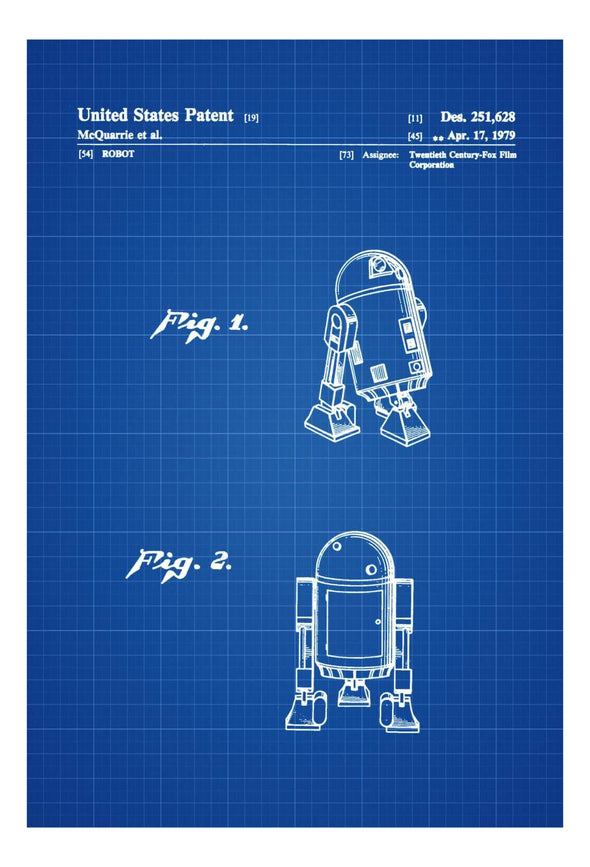 Star Wars R2D2 Patent Poster - Patent Print, Wall Decor, R2D2, Star Wars Art, Star Wars Gift, Robot Patent, Droid