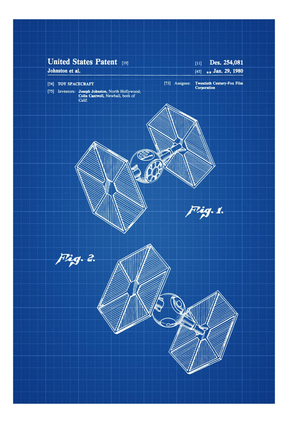 Star Wars TIE Fighter Patent - Patent Print, Wall Decor, Star Wars Art, Star Wars Gift, TIE Fighter Blueprint, Movie Poster