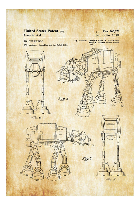Star Wars Walker Patent Poster - Patent Print, Wall Decor, Imperial Walker , Star Wars Art, Star Wars Gift, Robot Patent
