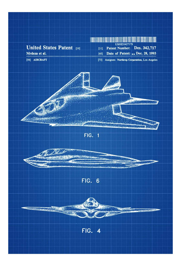 Stealth Aircraft Patent - Airplane Blueprint, Aviation Art, Airplane Art, Pilot Gift, Aircraft Decor, Airplane Poster, Northrop, Air Force Art Prints mypatentprints 10X15 Parchment 