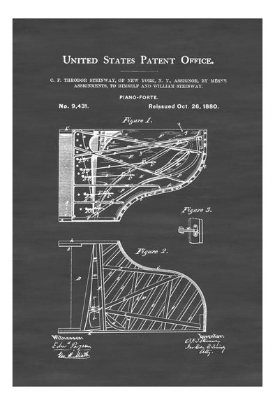 Steinway 1880 Piano Forte Patent - Piano Patent, Grand Piano Patent, Patent Print, Wall Decor, Music Poster, Musical Instrument Patent mws_apo_generated mypatentprints Parchment #MWS Options 2439554656 