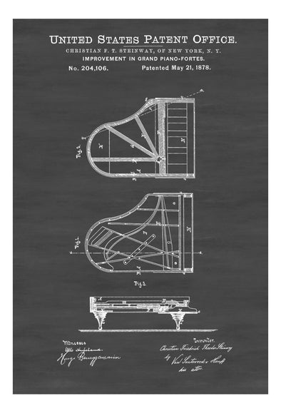 Steinway Piano Patent - Patent Print, Piano Patent, Grand Piano Patent mws_apo_generated mypatentprints Parchment #MWS Options 1295165991 