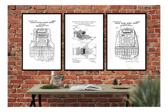 Stenograph Patent Collection of 3 Patent Prints - Law Firm Decor, Lawyer Gift, Court Reporter Gift, Court Reporter Wall Decor, Patent Poster Art Prints mypatentprints 