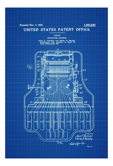 Stenotype Machine Patent - Law Firm Decor, Lawyer Gift, Court Reporter Gift, Patent Print, Wall Decor, Law, Patent Print mws_apo_generated mypatentprints Parchment #MWS Options 1647552217 