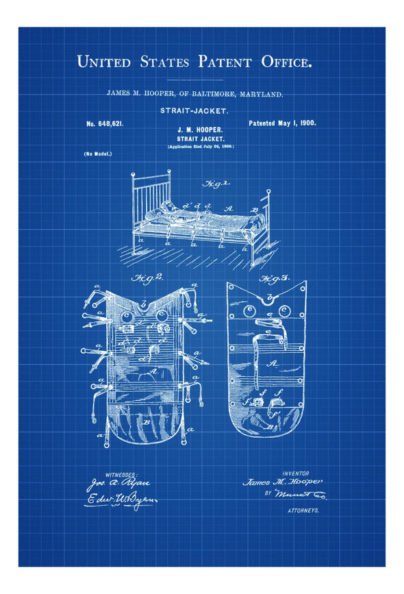 Strait-Jacket Patent - Patent Print, Wall Decor, Bizarre Art, Bizarre Decor,