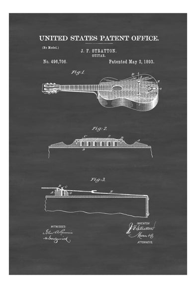Stratton Acoustic Guitar Patent 1893 - Guitar Patent, Guitar Poster, Acoustic Guitar, Music Poster, Music Art, Musical Instrument Patent mws_apo_generated mypatentprints Blueprint #MWS Options 1682744681 
