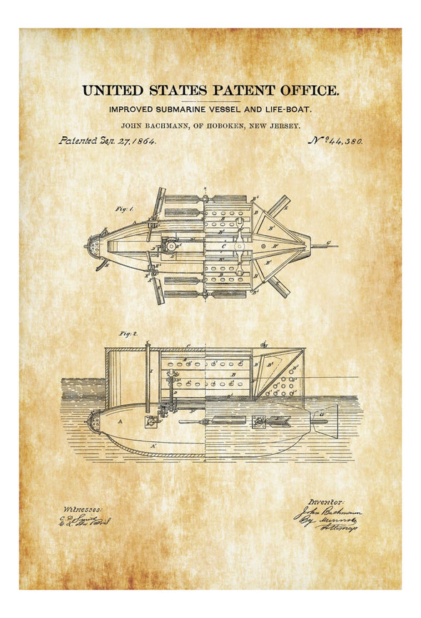 Submarine Lifeboat Patent Print - Vintage Submarine, Submarine Blueprint, Naval Art, Sailor Gift, Nautical Decor, Submarine Poster, Navy Art Prints mypatentprints 