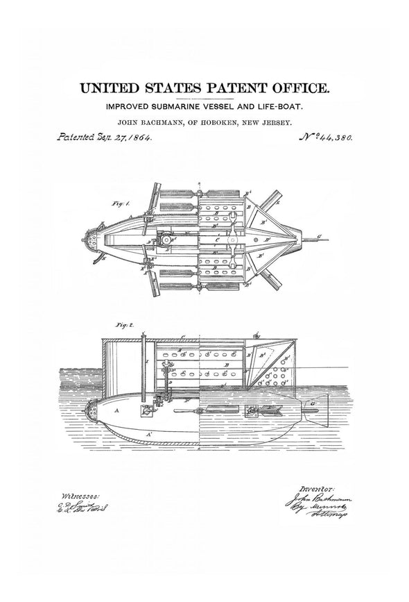 Submarine Lifeboat Patent Print - Vintage Submarine, Submarine Blueprint, Naval Art, Sailor Gift, Nautical Decor, Submarine Poster, Navy Art Prints mypatentprints 