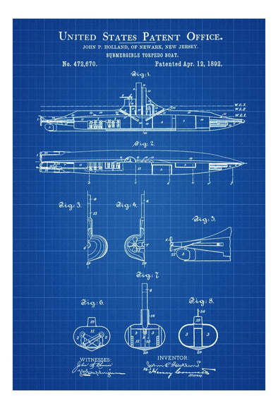 Submarine Patent Print - Vintage Submarine, Submarine Blueprint, Naval Art, Sailor Gift, Nautical Decor, Submarine Poster, Navy mws_apo_generated mypatentprints White #MWS Options 527542398 