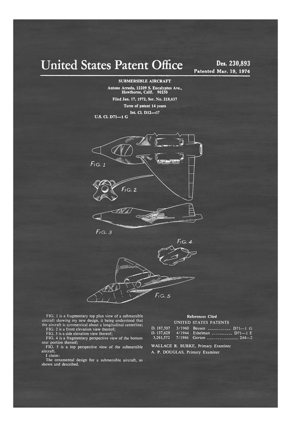 Submersible Airplane Patent - Vintage Airplane, Airplane Blueprint, Airplane Art, Pilot Gift, Aircraft Decor, Airplane Poster Art Prints mypatentprints 10X15 Parchment 