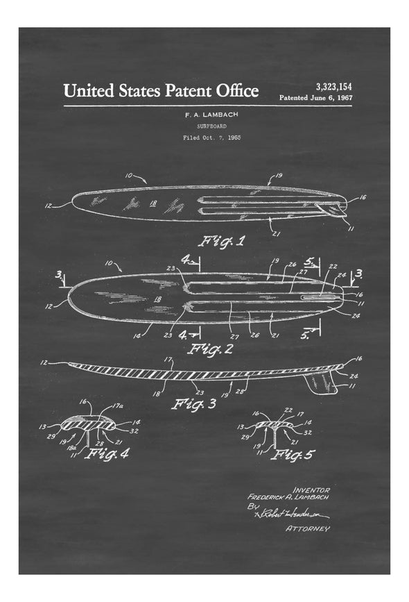 Surfboard Patent - Patent Print, Wall Decor, Beach House Decor, Surf Art, Beach Decor, Surfers, Surfer Gift