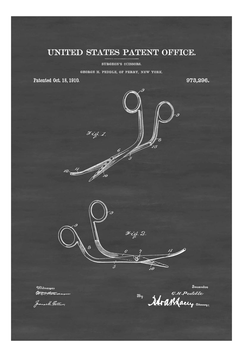 Surgical Scissors Patent - Surgical Tool Patent, Doctor Office Decor ...