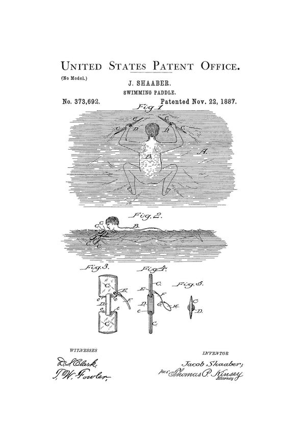 Swimming Paddle Patent - Patent Prints, Wall Decor, Diver Gift, Scuba Gift, Swimmer Gift, Nautical Decor, Beach House Decor, Hand Paddle Art Prints mypatentprints 