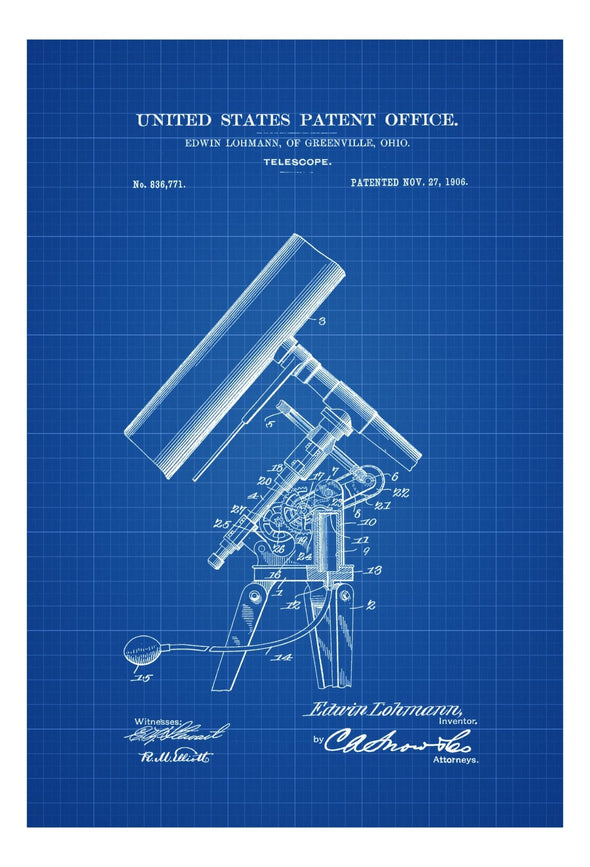 Telescope Patent - Patent Print, Wall Decor, Telescope Decor, Vintage Telescope , Old Telescope, Astronomy mws_apo_generated mypatentprints Chalkboard #MWS Options 3205868118 