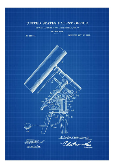 Telescope Patent - Patent Print, Wall Decor, Telescope Decor, Vintage Telescope , Old Telescope, Astronomy mws_apo_generated mypatentprints Chalkboard #MWS Options 1541383533 