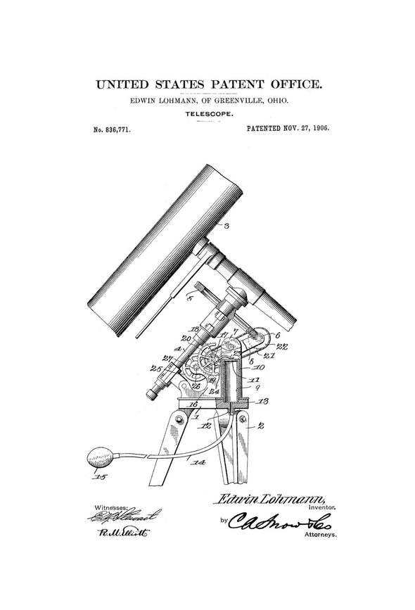 Telescope Patent - Patent Print, Wall Decor, Telescope Decor, Vintage Telescope , Old Telescope, Astronomy