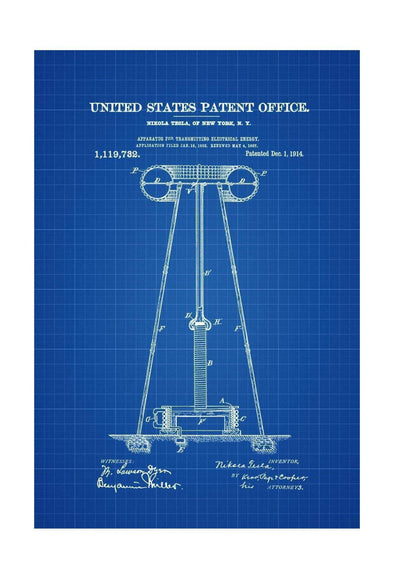 Tesla Electricity Transmitter Patent 1914 - Patent Prints, Tesla Invention, Tesla Patent, Nikola Tesla, Steampunk, Office Decor, Geek Gifts mws_apo_generated mypatentprints Chalkboard #MWS Options 4240484139 