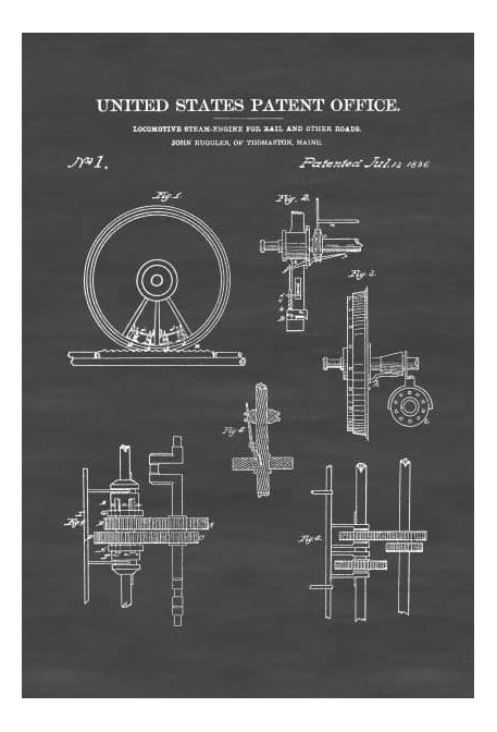 The First U.S. Patent 1836 - Locomotive Steam Engine Patent