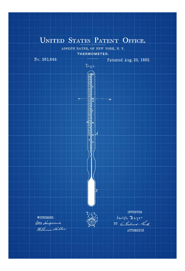Thermometer Patent 1882 - Decor, Doctor Office Decor, Nurse Gift, Medical Art, Medical Decor, Patent Print, Medical Office Decor Art Prints mypatentprints 